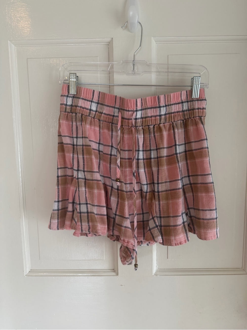 Sundays Pink Plaid Pull On Shorts Size S